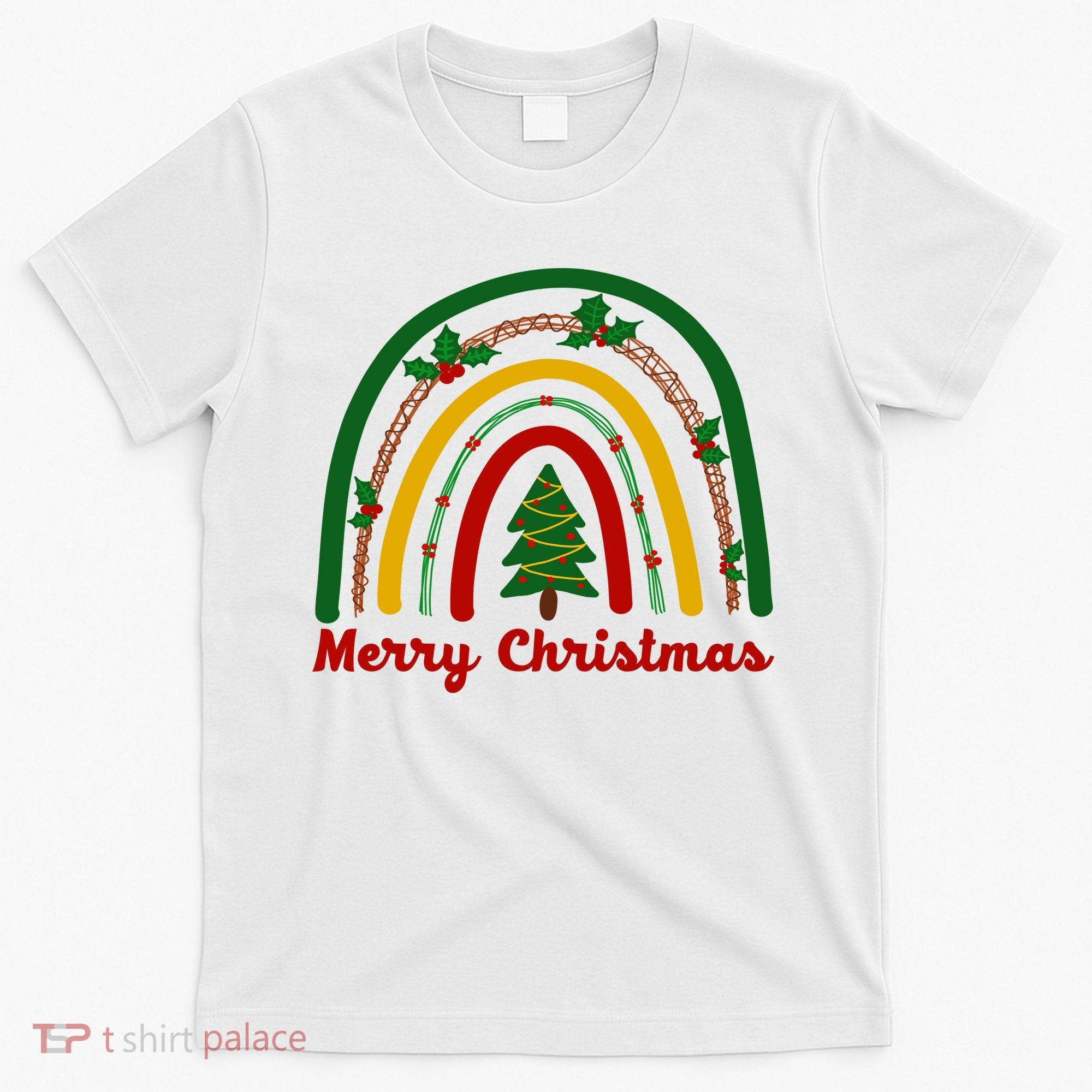 Merry Christmas Vintage Rainbow Festive T-Shirt