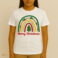 Merry Christmas Vintage Rainbow Festive T-Shirt thumb 4