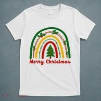 Merry Christmas Vintage Rainbow Festive T-Shirt thumb 5