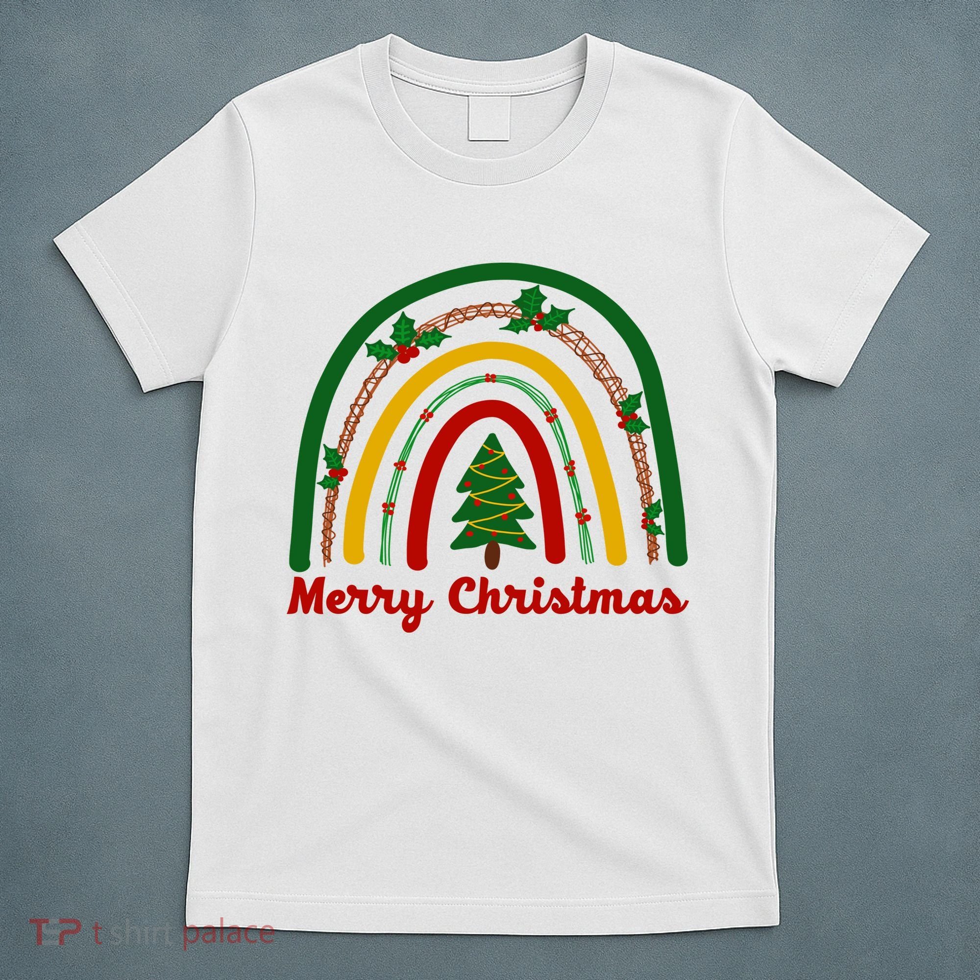 Merry Christmas Vintage Rainbow Festive T-Shirt