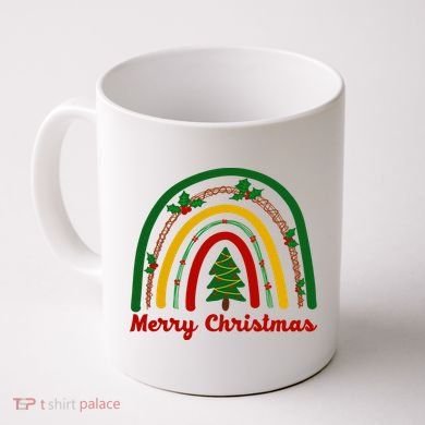 Merry Christmas Vintage Rainbow Festive Coffee Mug