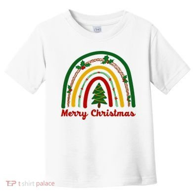 Merry Christmas Vintage Rainbow Festive Toddler T-Shirt