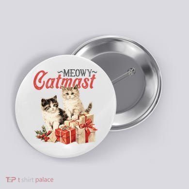 Meowy Catmas Vintage Christmas Cats Button