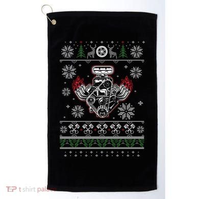 Muscle Car V8 Engine Lovers Ugly Christmas Ugly Design Gift Golf Towel