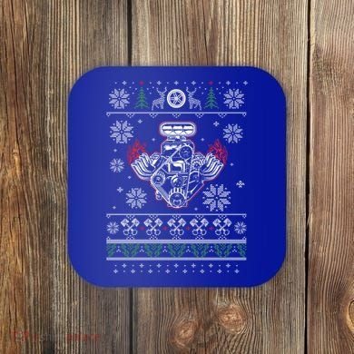 Muscle Car V8 Engine Lovers Ugly Christmas Ugly Design Gift Coaster