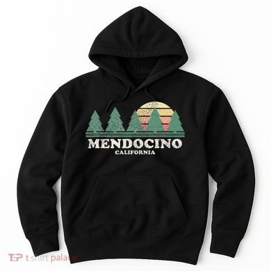 Mendocino Ca Vintage Throwback Retro 70s Design Hoodie