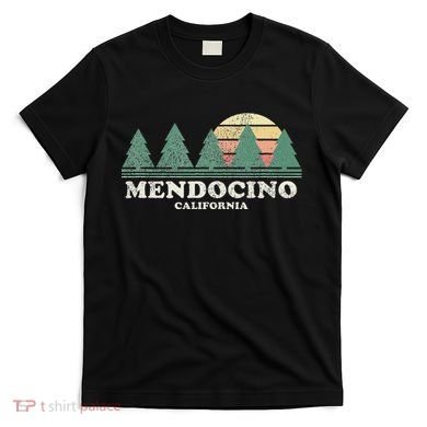Mendocino Ca Vintage Throwback Retro 70s Design T-Shirt