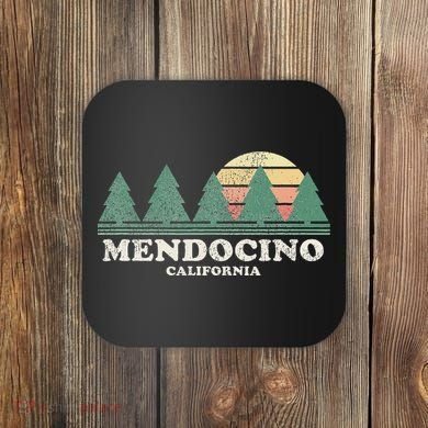Mendocino Ca Vintage Throwback Retro 70s Design Coaster