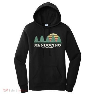 Mendocino Ca Vintage Throwback Retro 70s Design Women's Hoodie