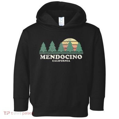 Mendocino Ca Vintage Throwback Retro 70s Design Toddler Hoodie