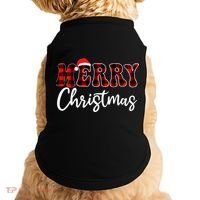 Merry Christmas With Black And Red Plaid Family Doggie Tank thumb 0