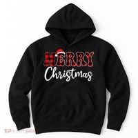 Merry Christmas With Black And Red Plaid Family Hoodie thumb 0
