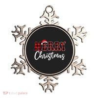 Merry Christmas With Black And Red Plaid Family Ornament thumb 0