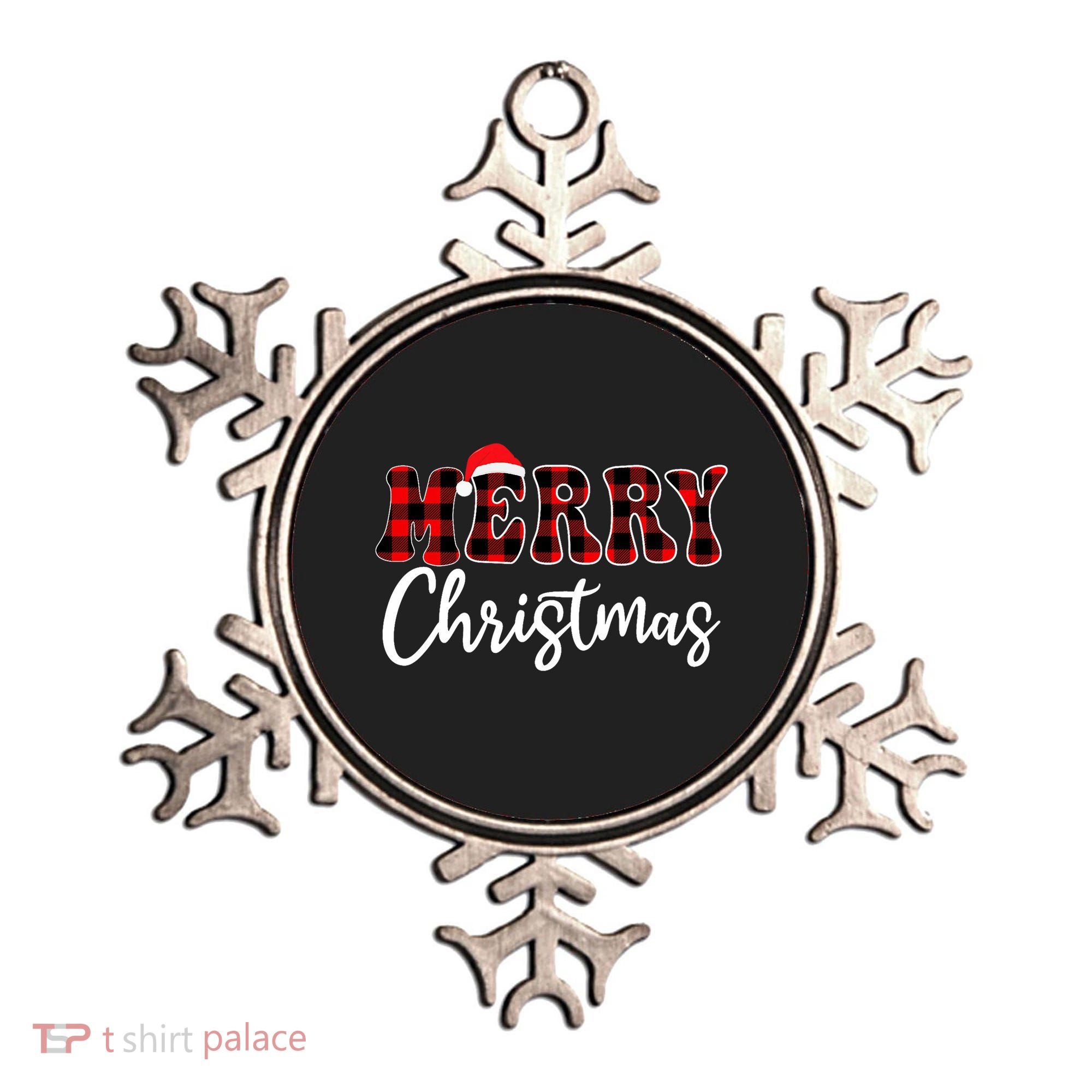 Merry Christmas With Black And Red Plaid Family Ornament
