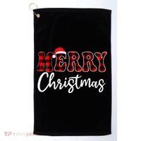 Merry Christmas With Black And Red Plaid Family Golf Towel thumb 0