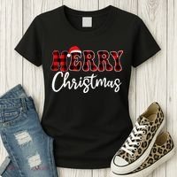 Merry Christmas With Black And Red Plaid Family Women's T-Shirt thumb 3
