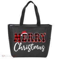 Merry Christmas With Black And Red Plaid Family Tote Bag thumb 0