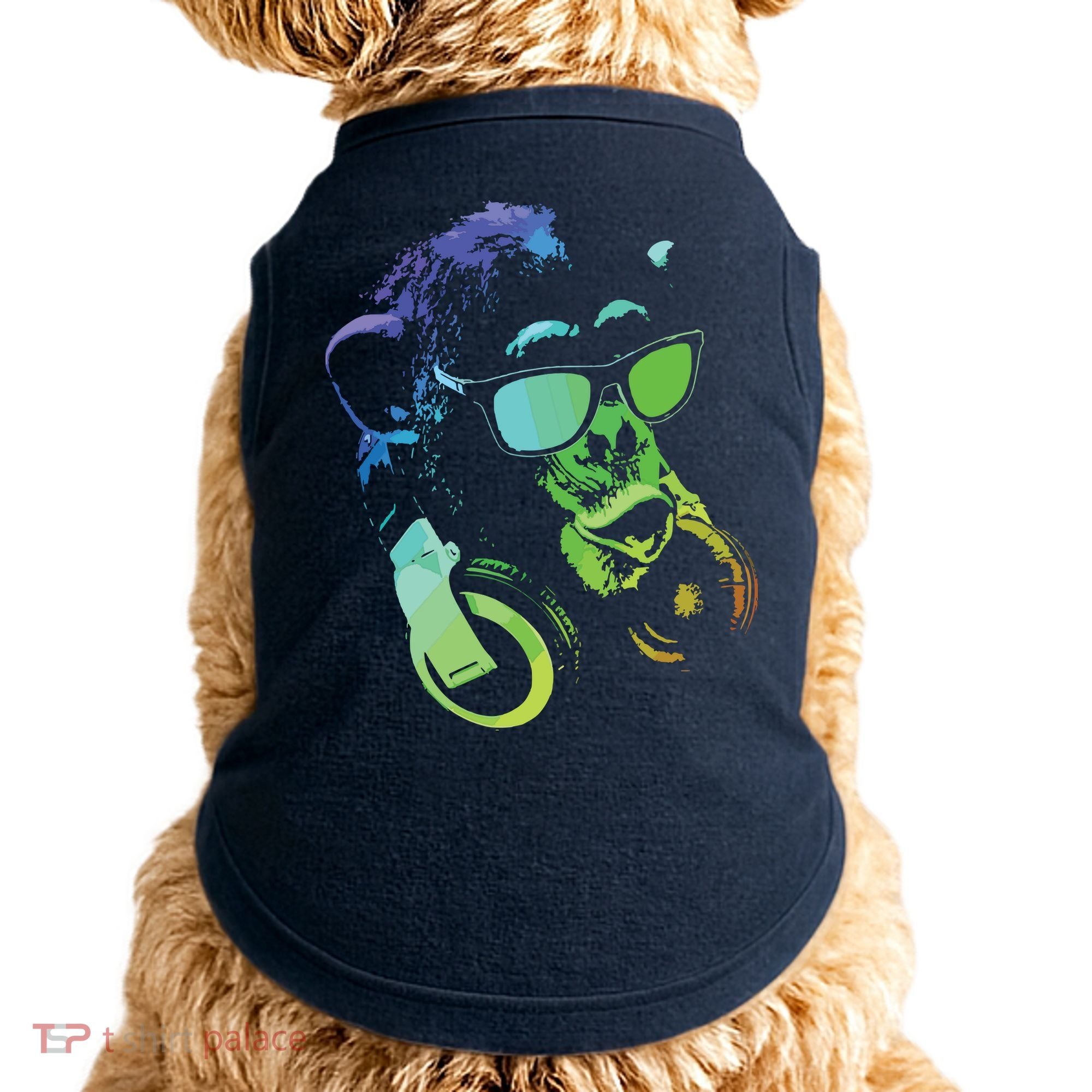 Monkey Chimp With Sunglasses And Headphones Doggie Tank