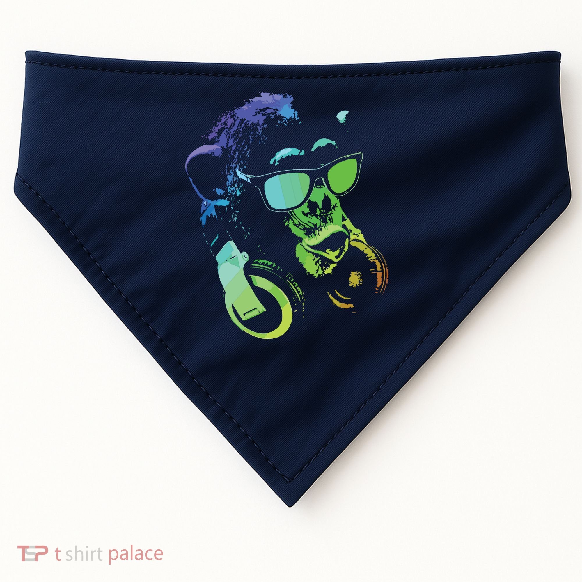 Monkey Chimp With Sunglasses And Headphones USA-Made Doggie Bandana