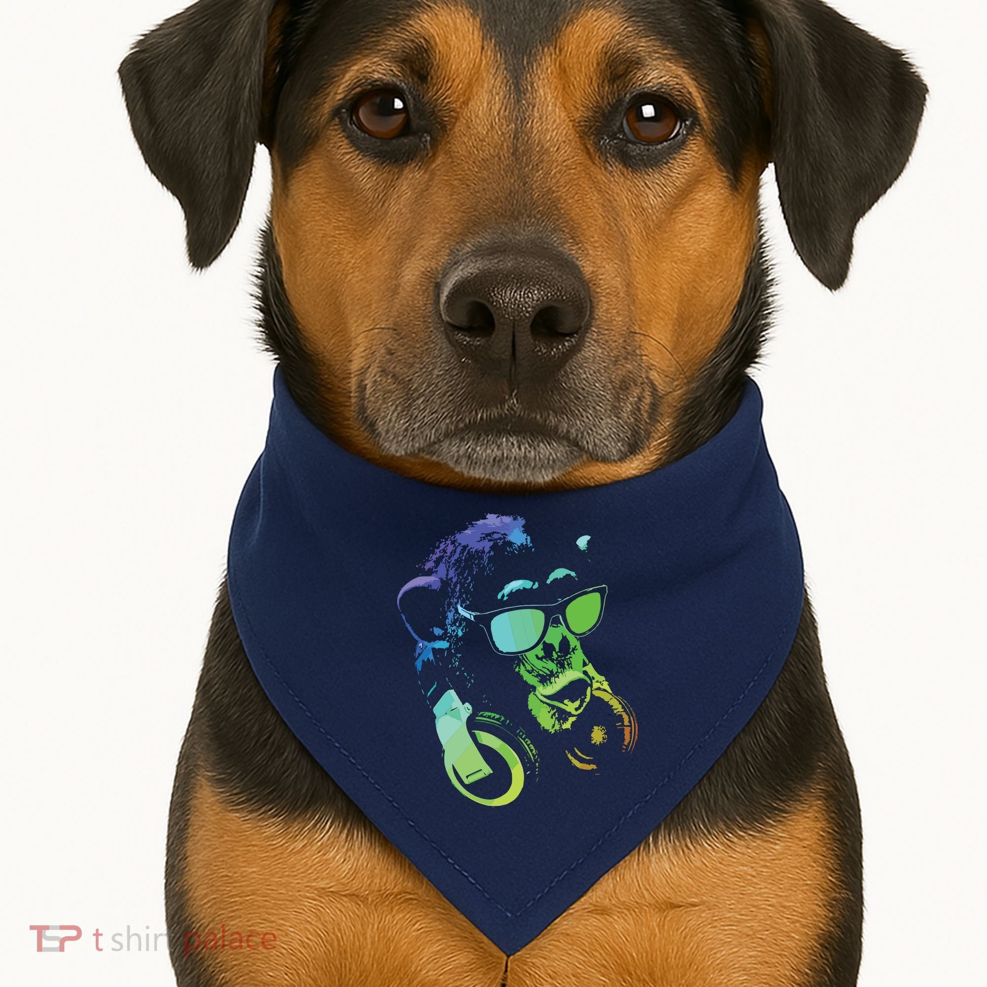 Monkey Chimp With Sunglasses And Headphones USA-Made Doggie Bandana