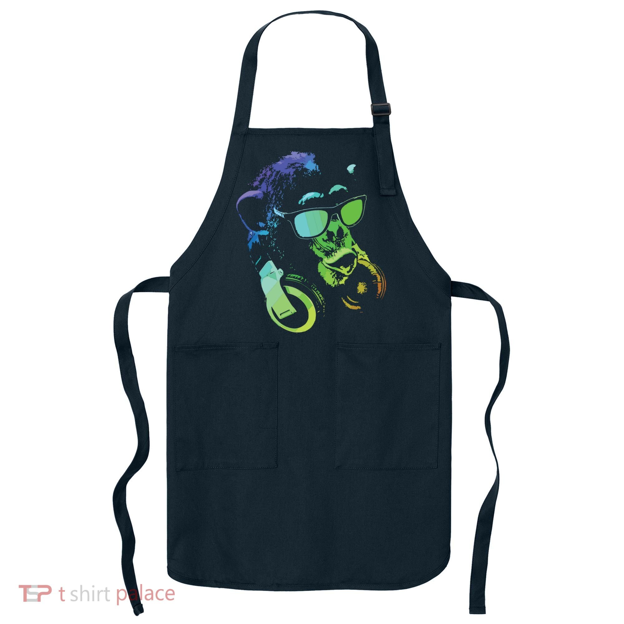 Monkey Chimp With Sunglasses And Headphones Apron