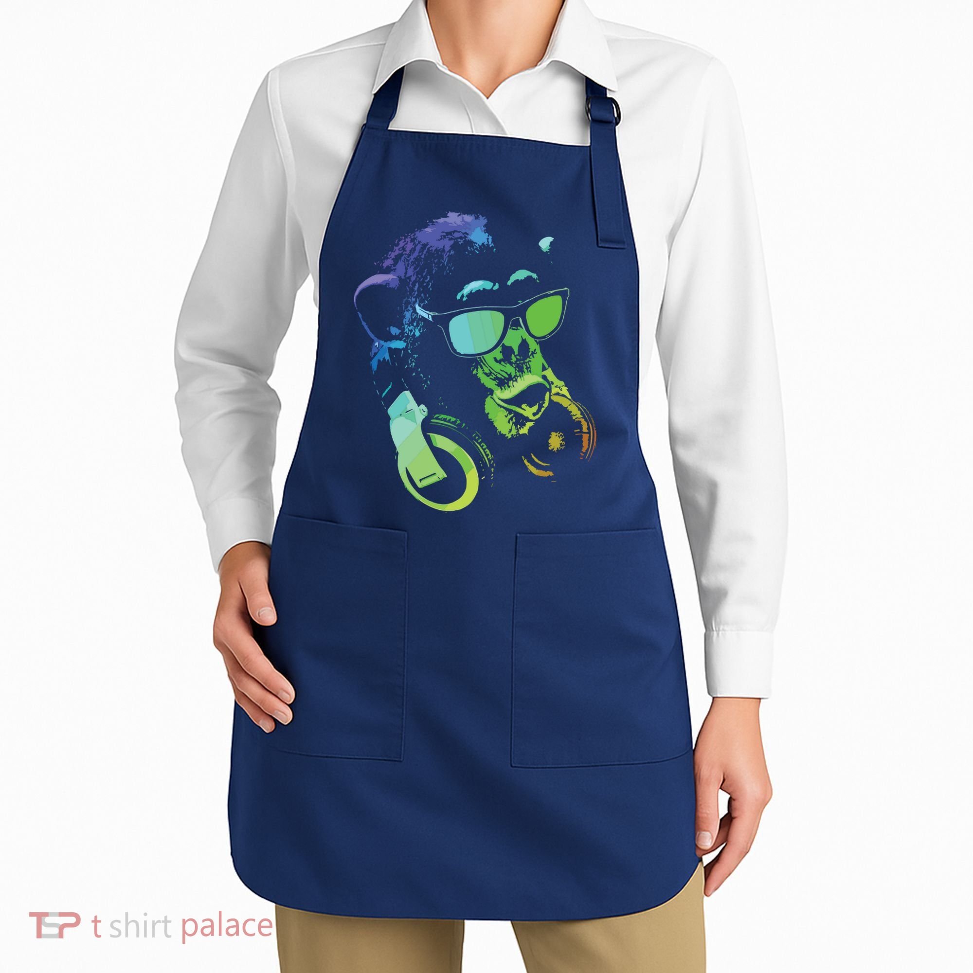 Monkey Chimp With Sunglasses And Headphones Apron