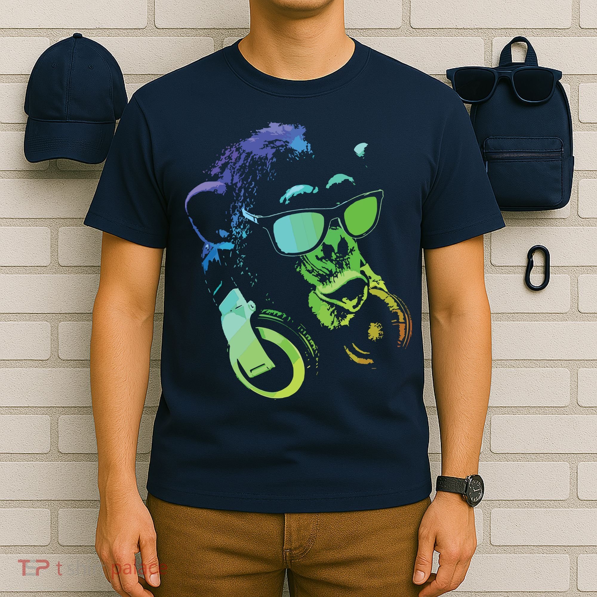 Monkey Chimp With Sunglasses And Headphones T-Shirt
