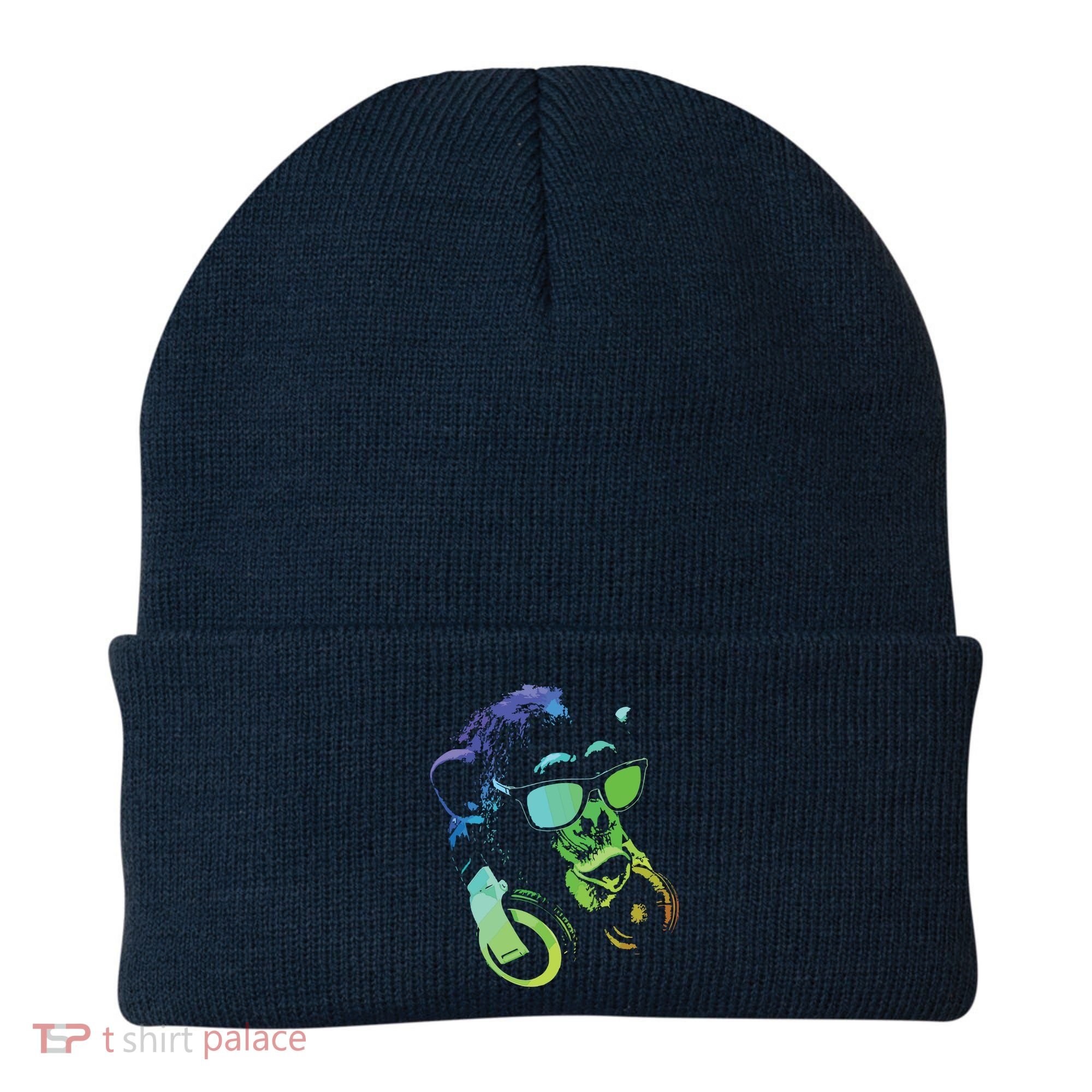 Monkey Chimp With Sunglasses And Headphones Beanie