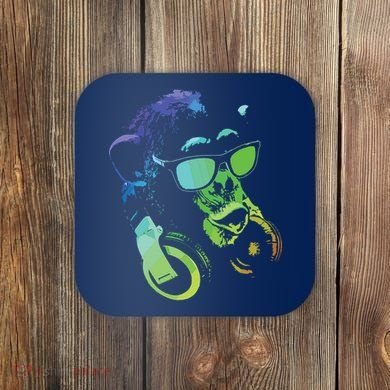 Monkey Chimp With Sunglasses And Headphones Coaster
