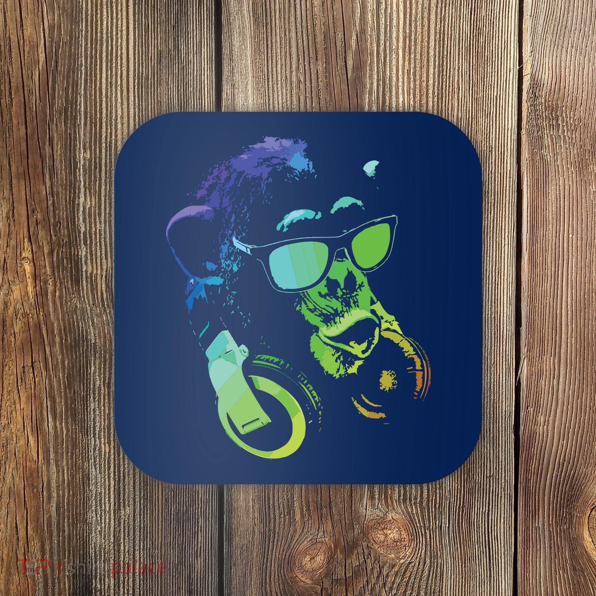 Monkey Chimp With Sunglasses And Headphones Coaster