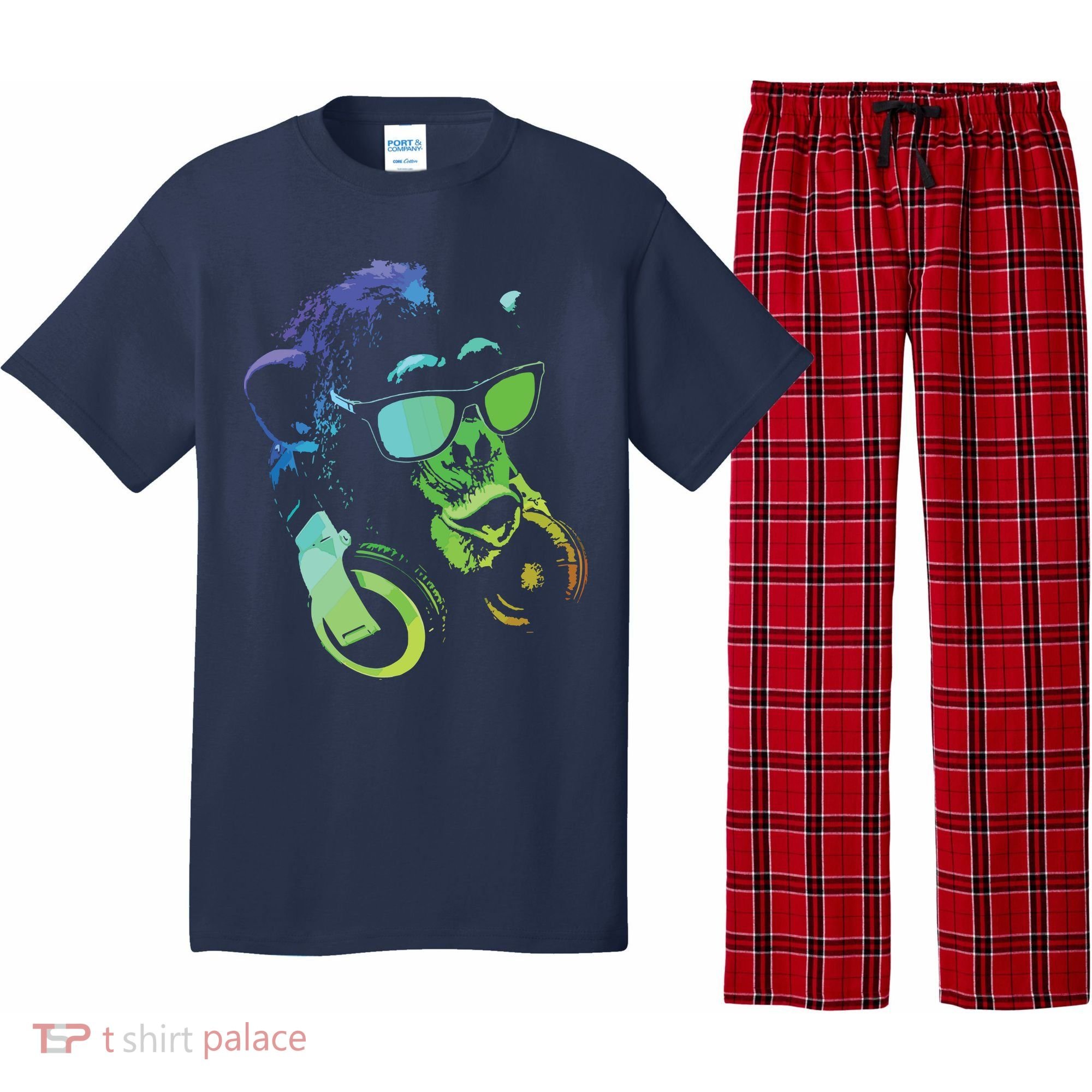 Monkey Chimp With Sunglasses And Headphones Pajama Set