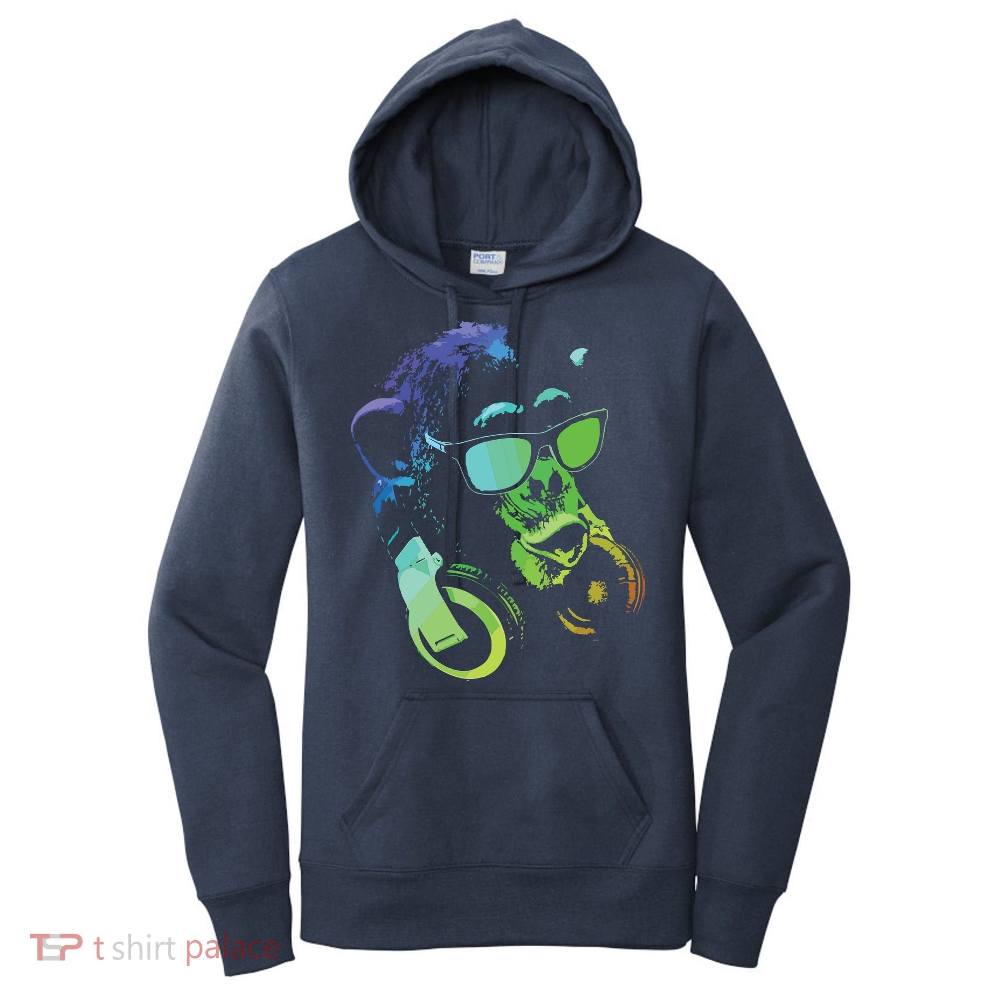 Monkey Chimp With Sunglasses And Headphones Women's Hoodie