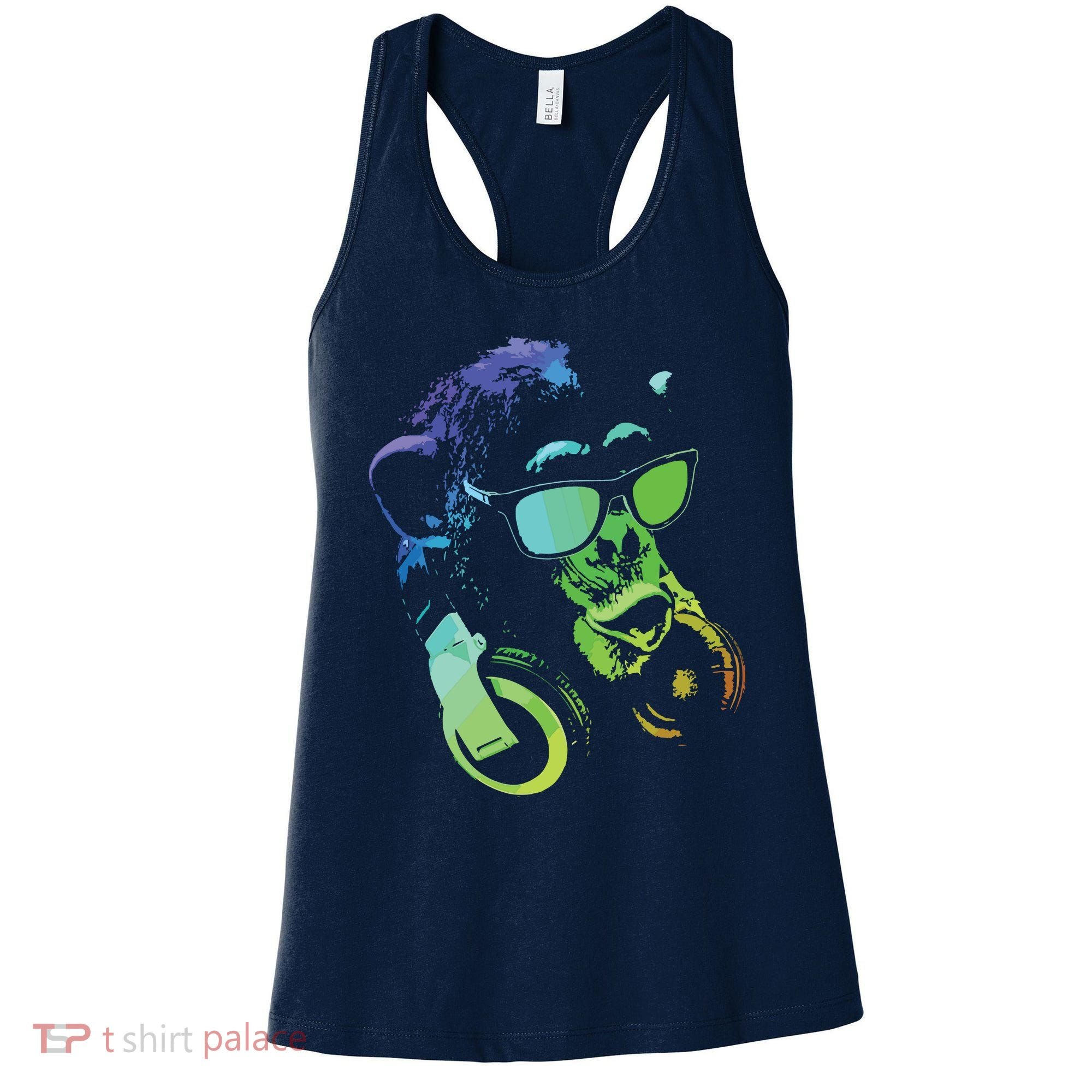 Monkey Chimp With Sunglasses And Headphones Women's Tank Top