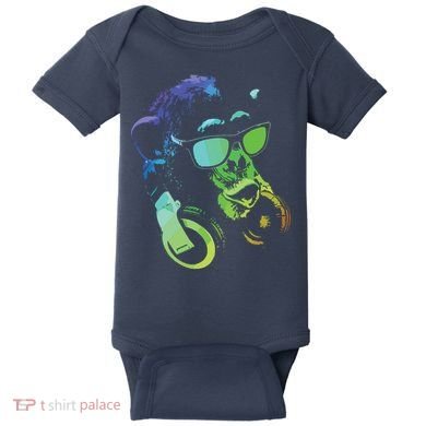 Monkey Chimp With Sunglasses And Headphones Baby Bodysuit