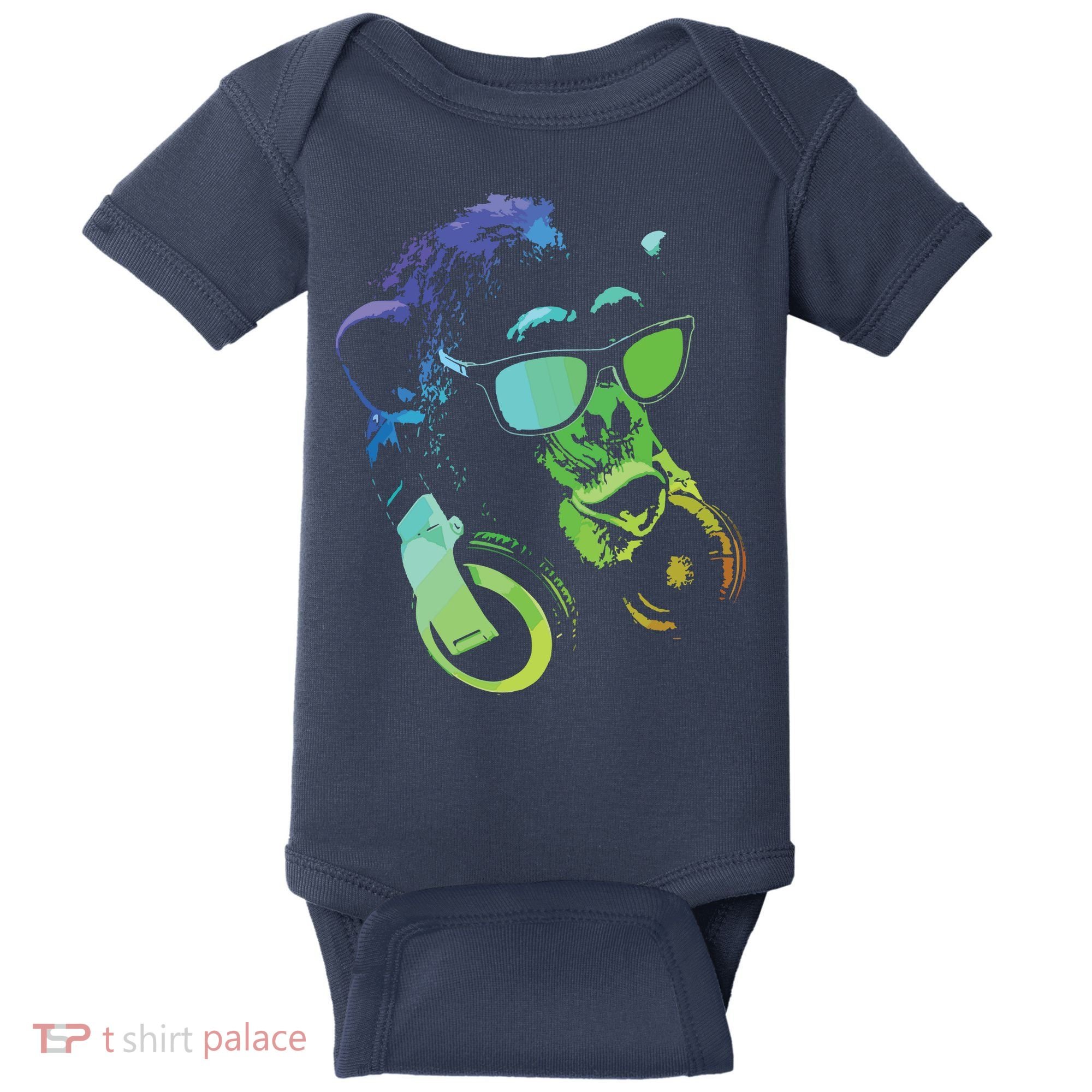 Monkey Chimp With Sunglasses And Headphones Baby Bodysuit