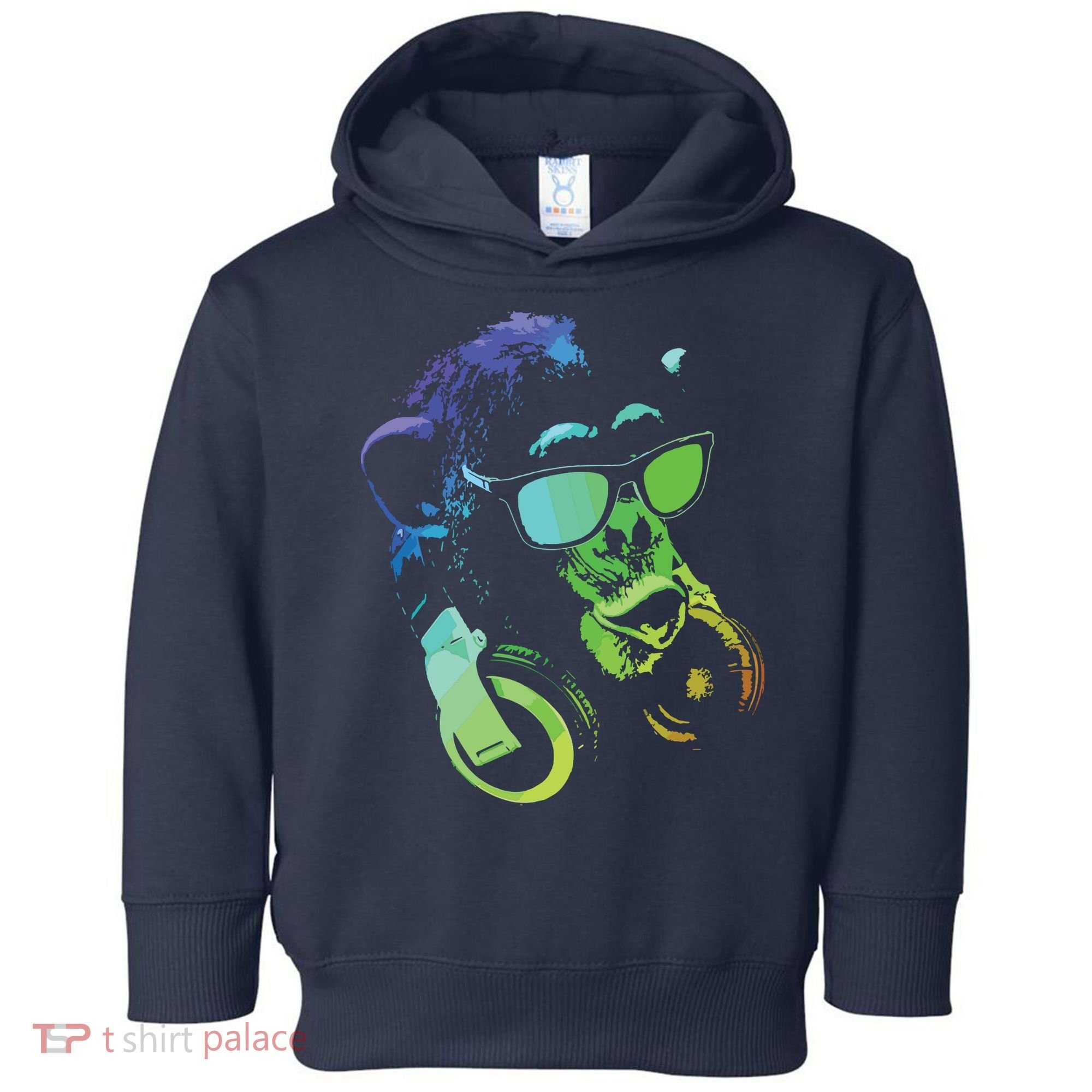 Monkey Chimp With Sunglasses And Headphones Toddler Hoodie