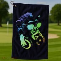 Monkey Chimp With Sunglasses And Headphones Golf Towel thumb 1