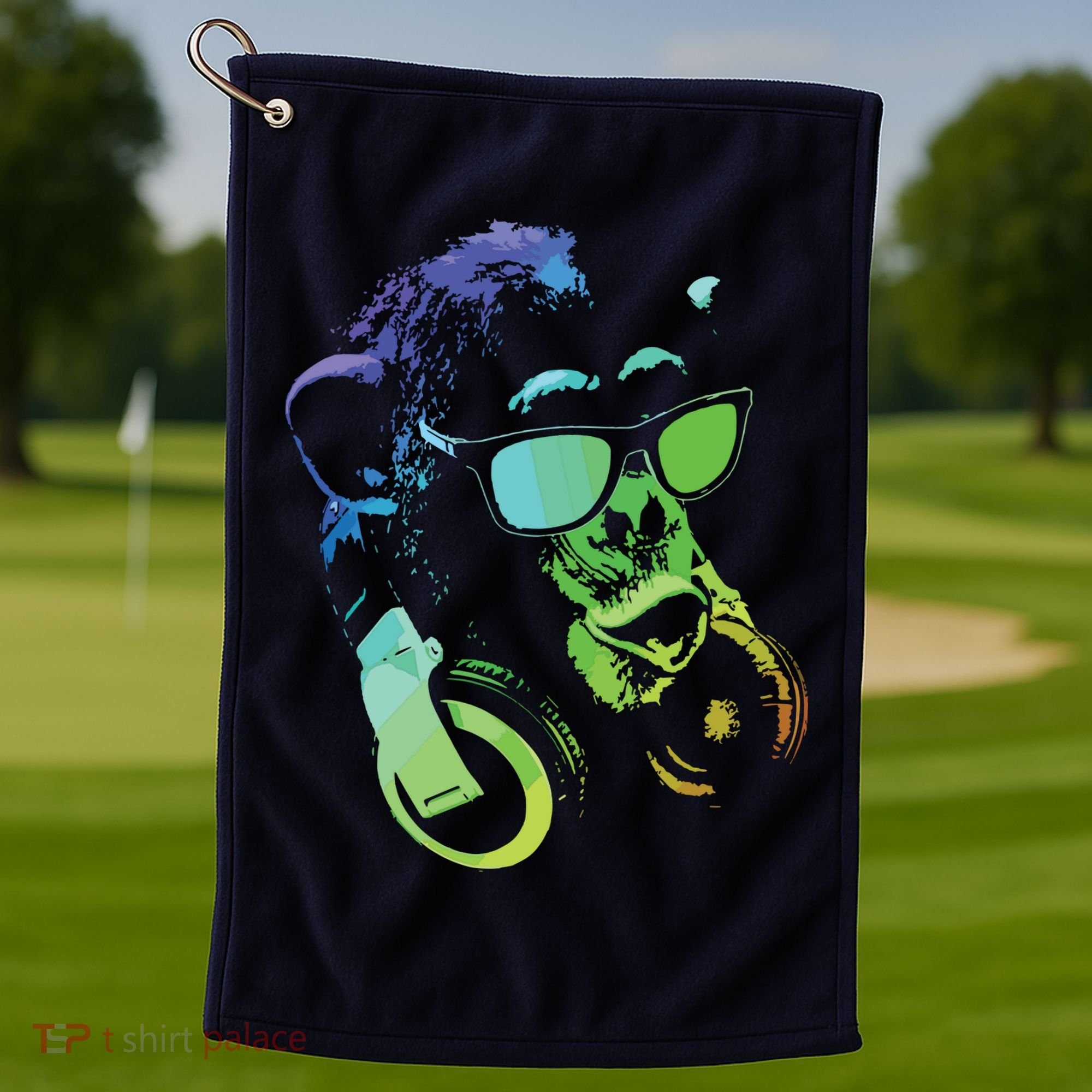 Monkey Chimp With Sunglasses And Headphones Golf Towel