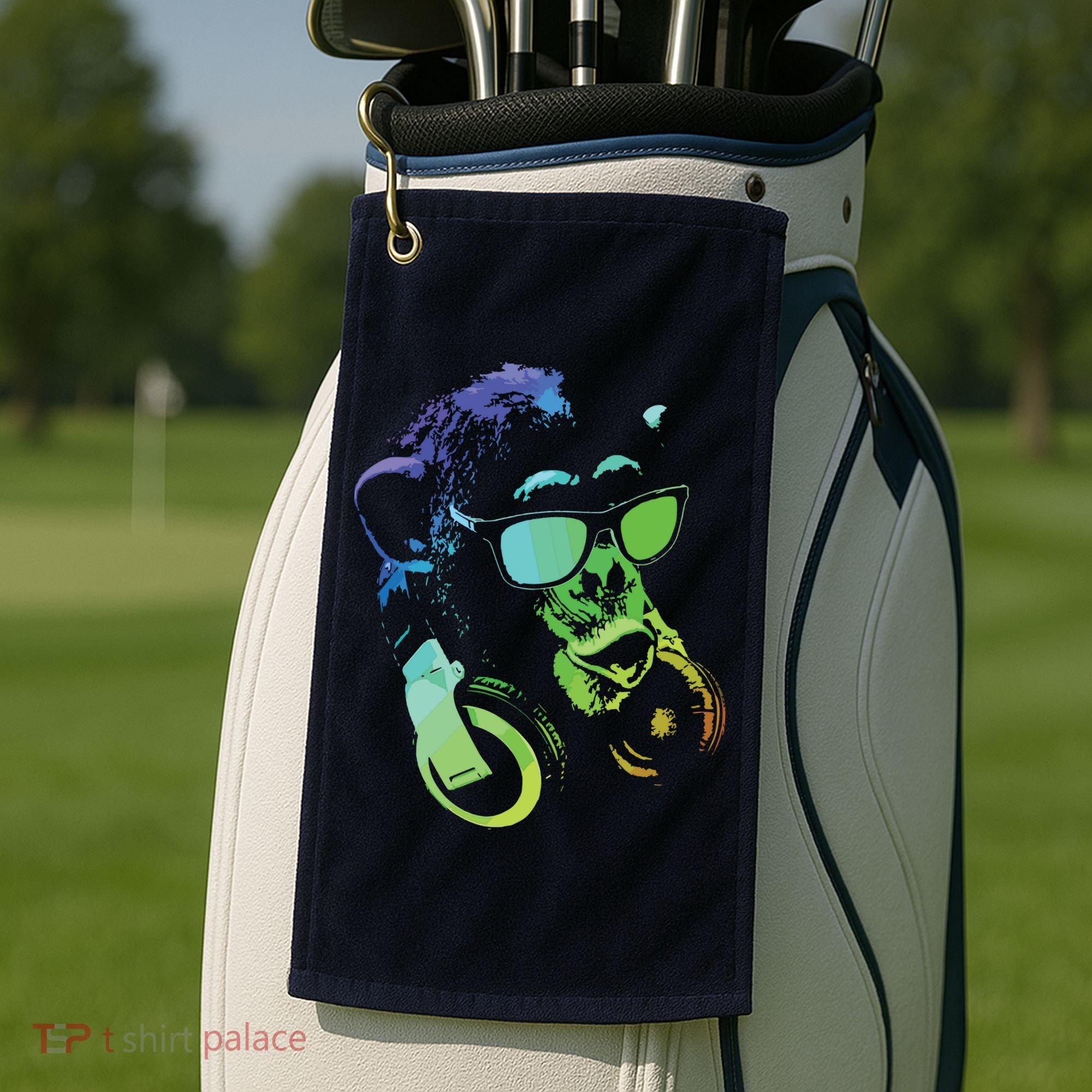 Monkey Chimp With Sunglasses And Headphones Golf Towel