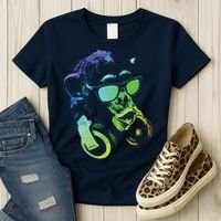 Monkey Chimp With Sunglasses And Headphones Women's T-Shirt thumb 3