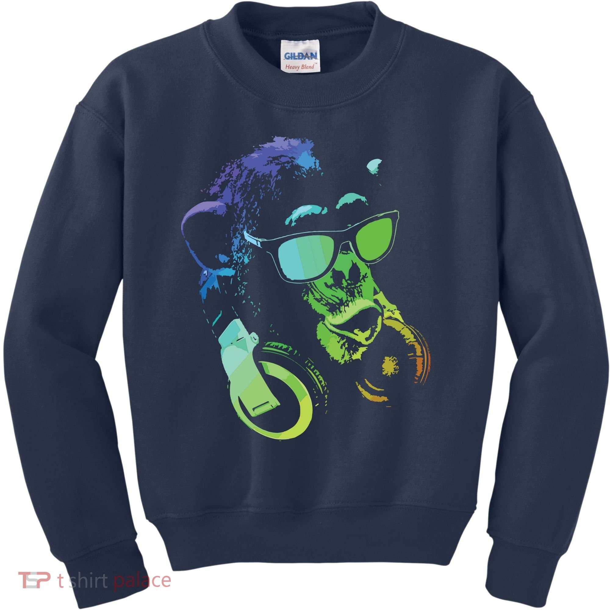 Monkey Chimp With Sunglasses And Headphones Kids Sweatshirt