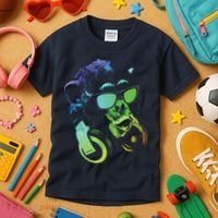 Monkey Chimp With Sunglasses And Headphones Kids T-Shirt thumb 3