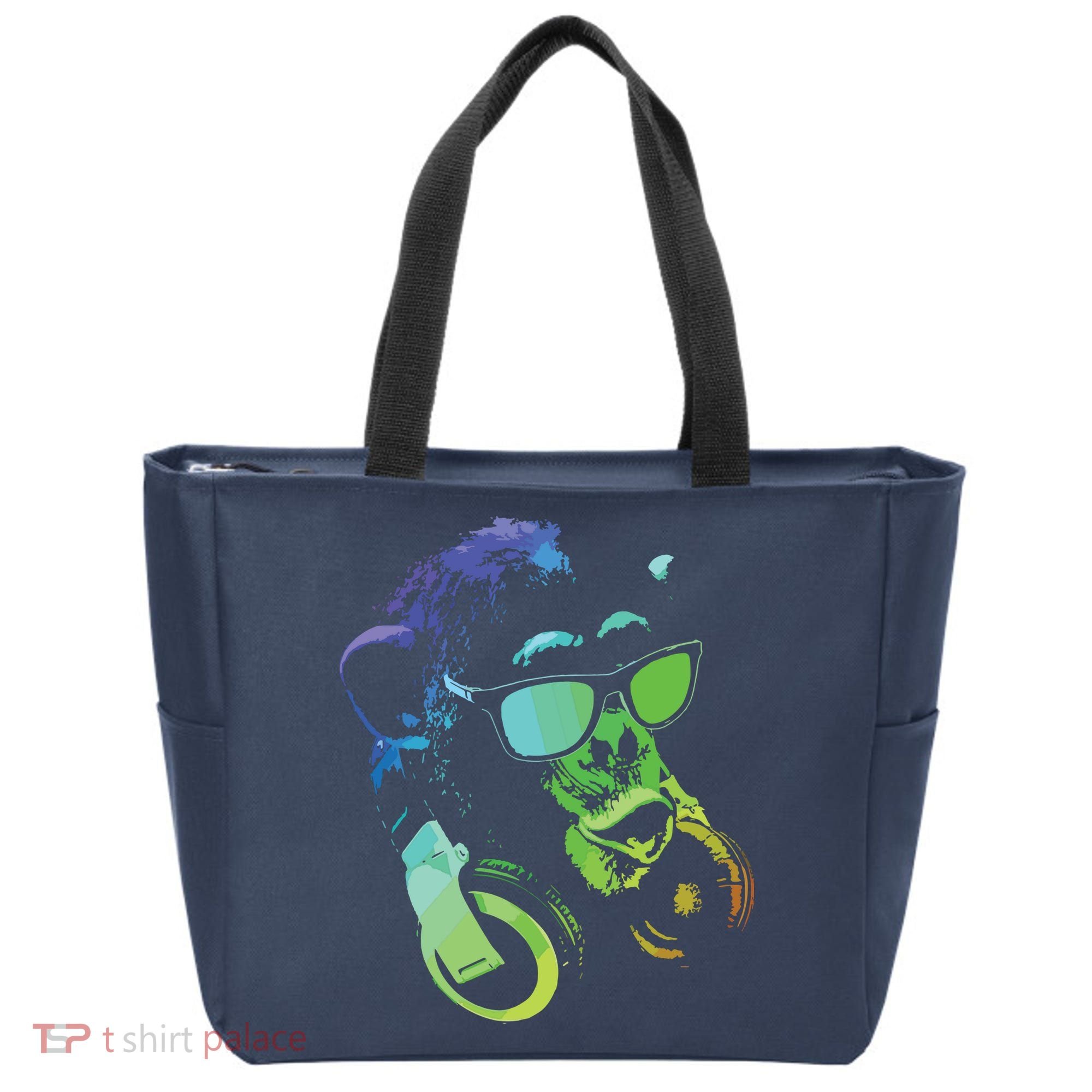 Monkey Chimp With Sunglasses And Headphones Tote Bag