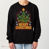 Merry Christmas Weed Marijuana Leaf Christmas Tree Pot Leaf Gift Women's Sweatshirt thumb 0