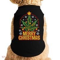Merry Christmas Weed Marijuana Leaf Christmas Tree Pot Leaf Gift Doggie Tank thumb 0
