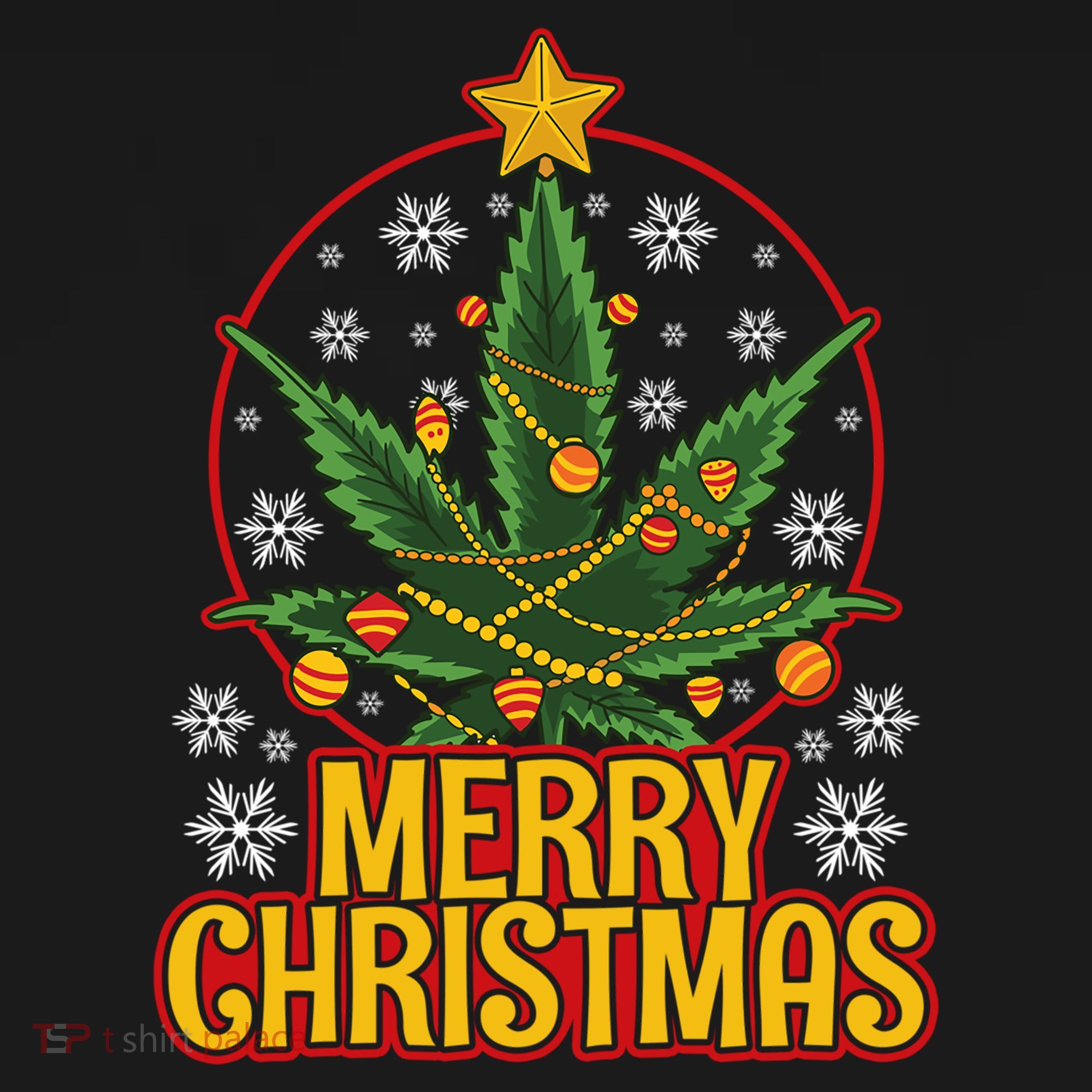 Merry Christmas Weed Marijuana Leaf Christmas Tree Pot Leaf Gift Doggie Tank