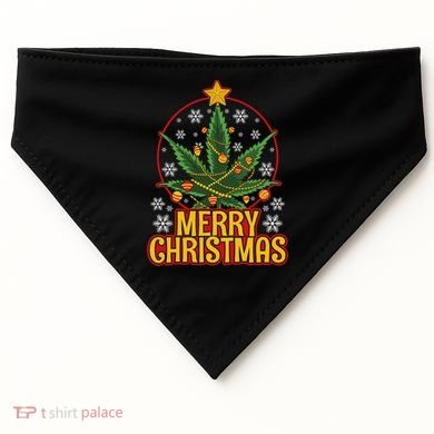 Merry Christmas Weed Marijuana Leaf Christmas Tree Pot Leaf Gift USA-Made Doggie Bandana