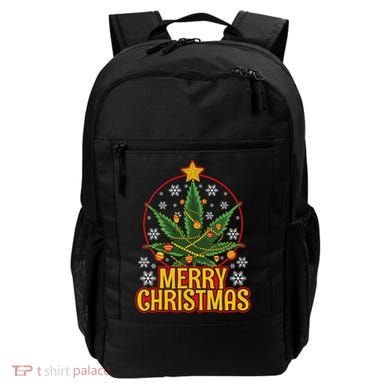 Merry Christmas Weed Marijuana Leaf Christmas Tree Pot Leaf Gift Backpack