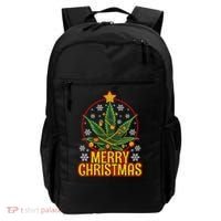 Merry Christmas Weed Marijuana Leaf Christmas Tree Pot Leaf Gift Backpack thumb 0