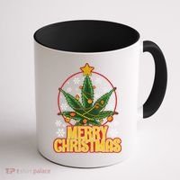 Merry Christmas Weed Marijuana Leaf Christmas Tree Pot Leaf Gift Coffee Mug thumb 1